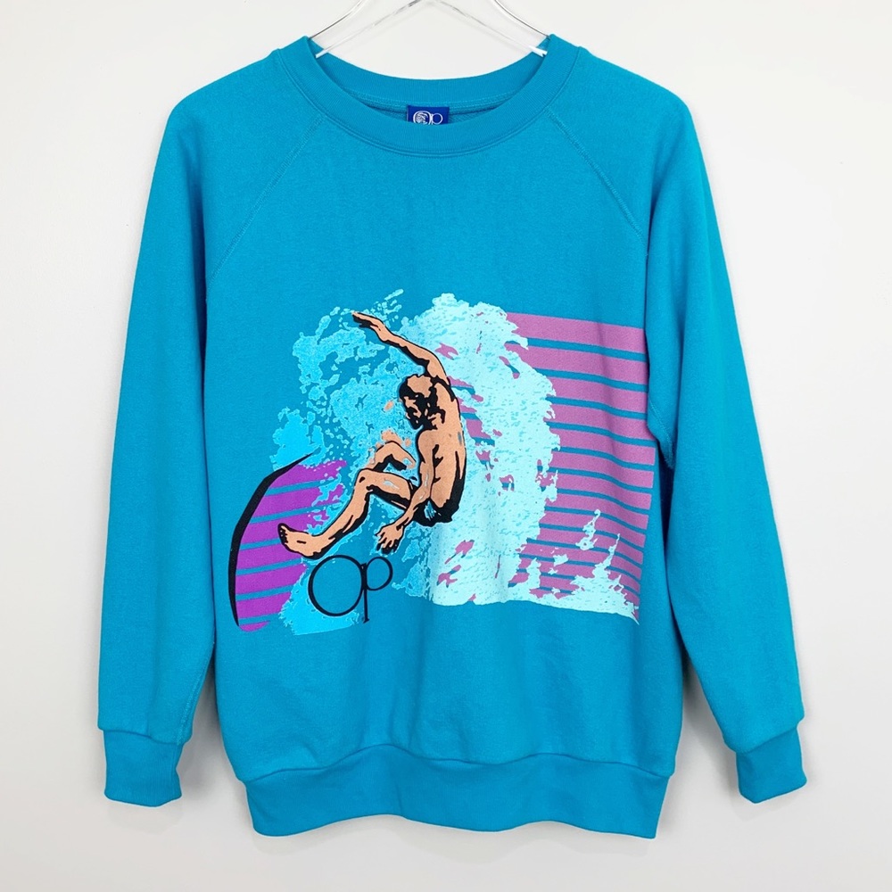 SOLD!!! OP Ocean Pacific Vintage Turquoise Surf Graphic Sweatshirt SOLD!!!!